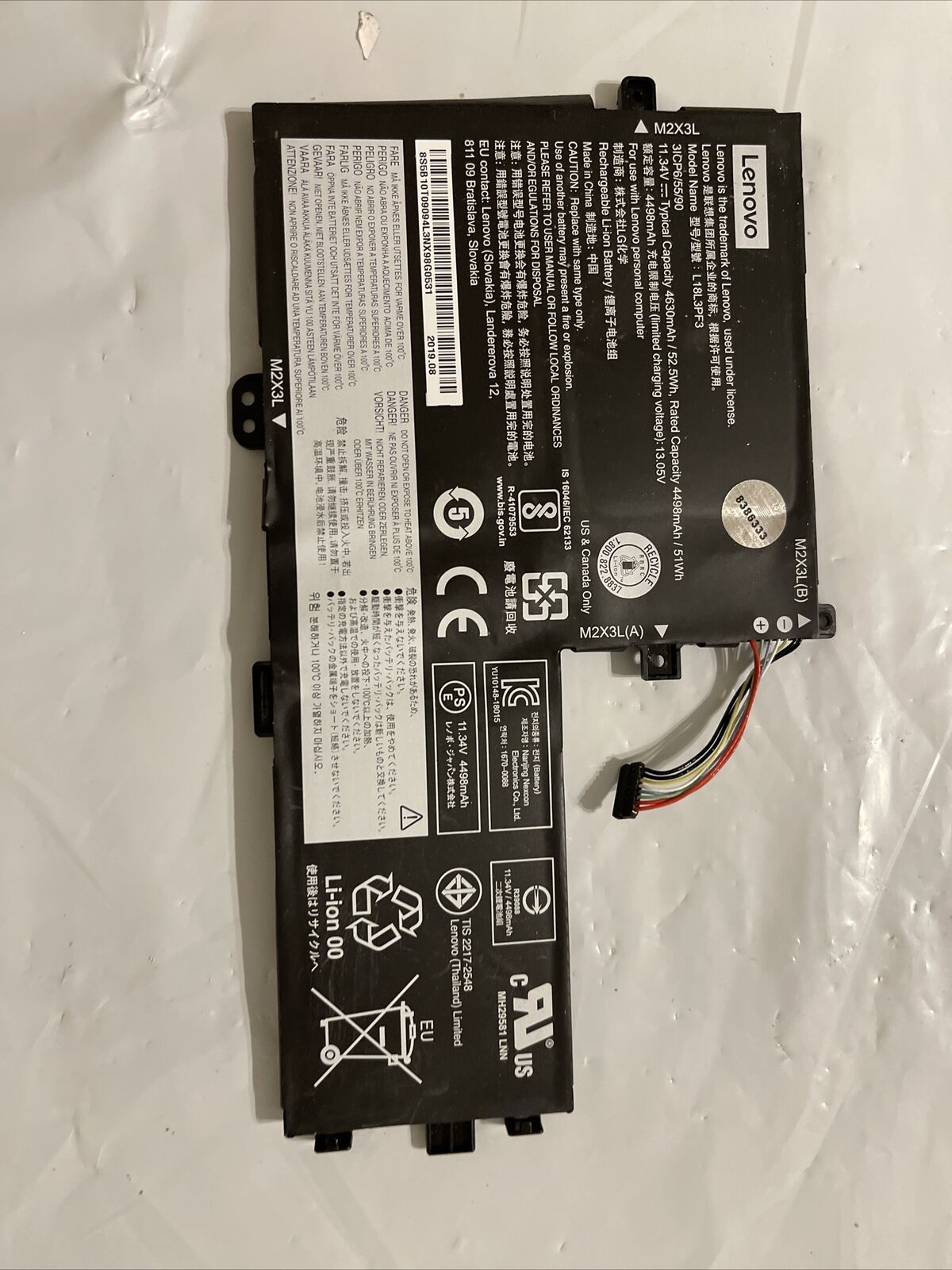 Genuine  Levono  IDEAPAD FLEX-15IWL 11.34V 4630mAH 52.5 Wh L18L3PF3 ata