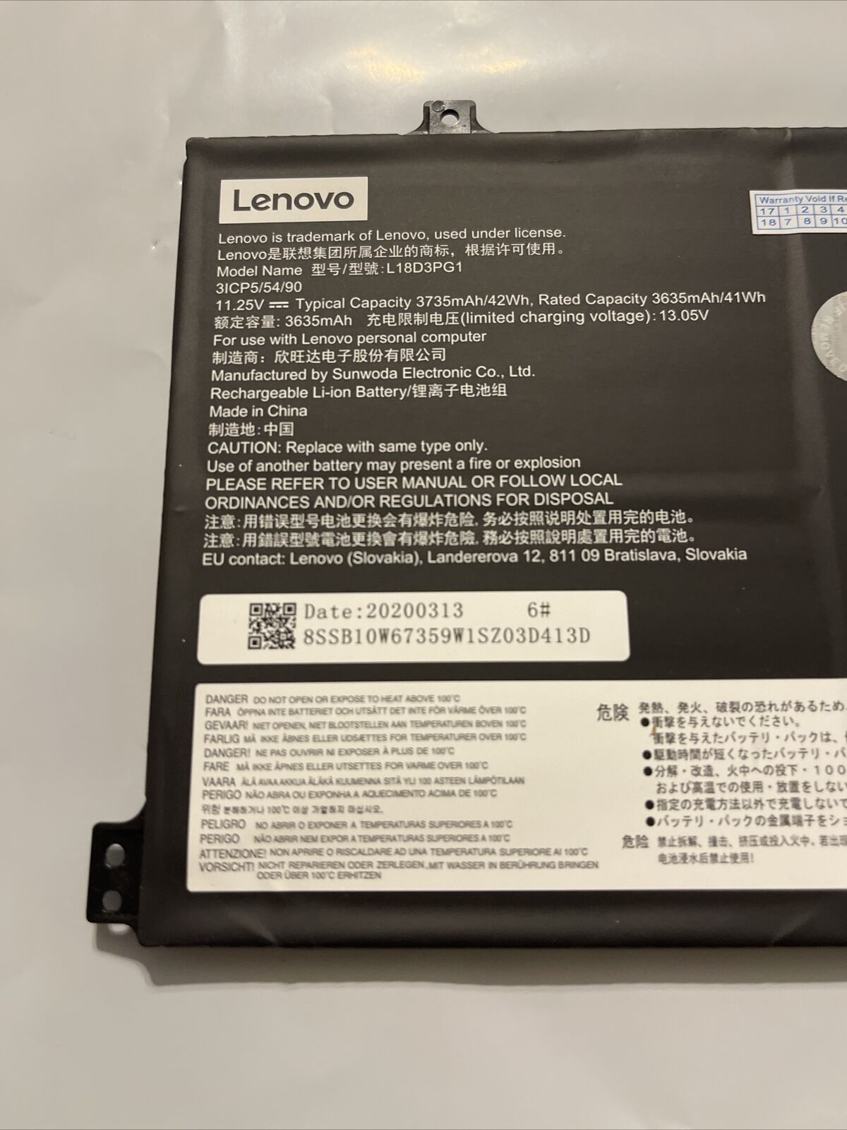 Lenovo Battery 11.25V 3735Mah 42Wh Ideapad Flex: L18D3PG1 SB10W67359 ata X7