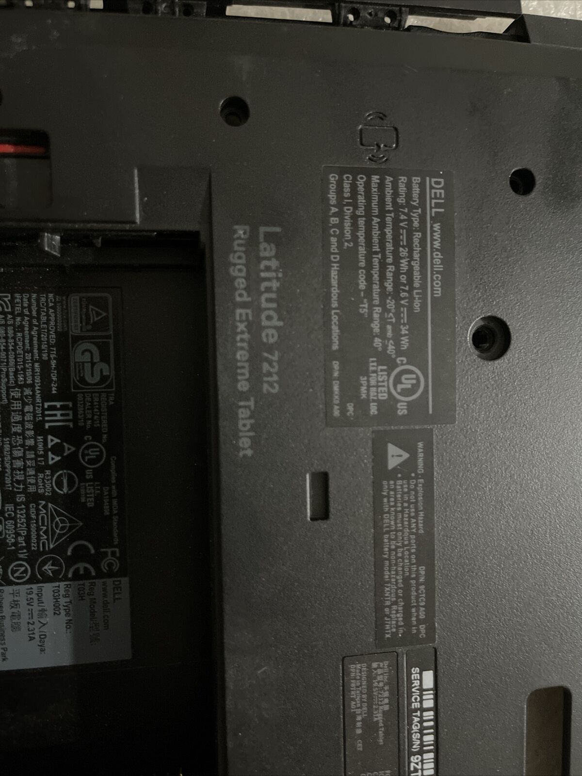 Dell Latitude 7220 Rugged Extreme Tablet Bottom Cover Extras GHGX9 1GV90 P2 K1