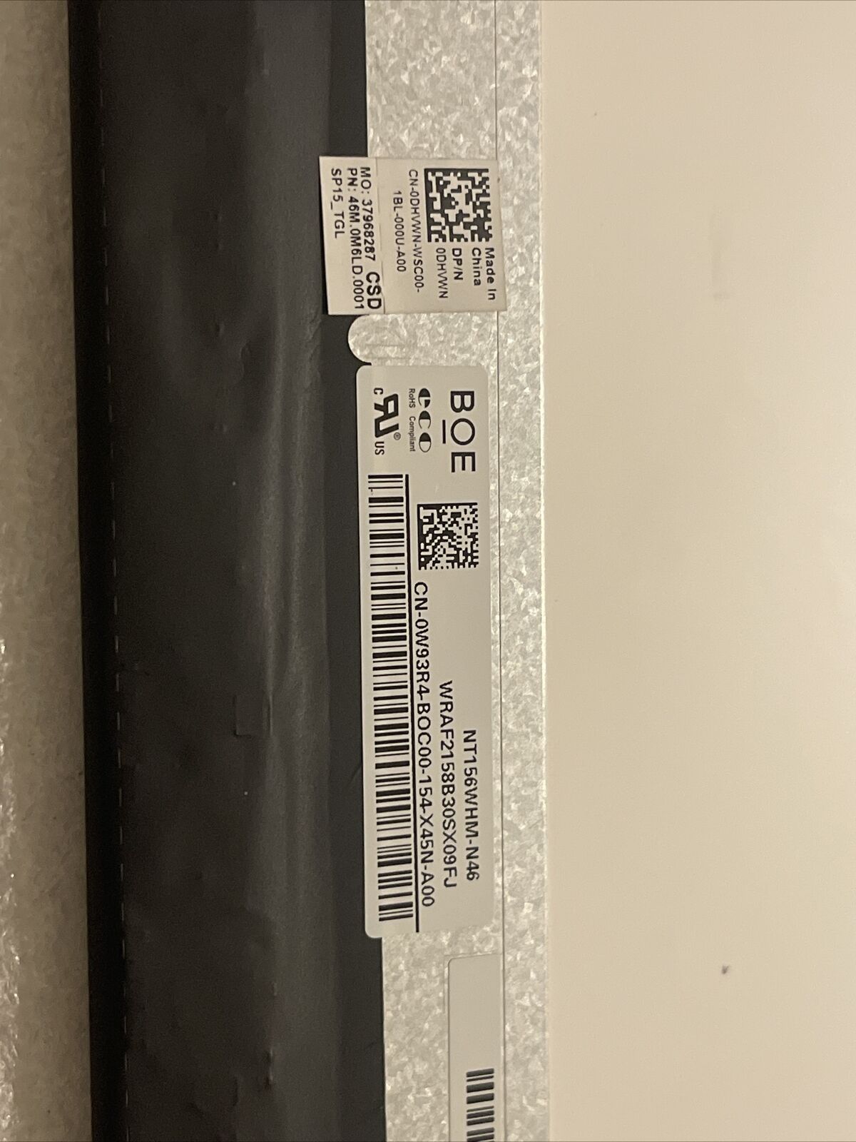 DELL LATITUDE 3520 5500 5501 15.6" HD TN NON-TOUCH LCD NT156WHM-N46 W93R4 N2S3