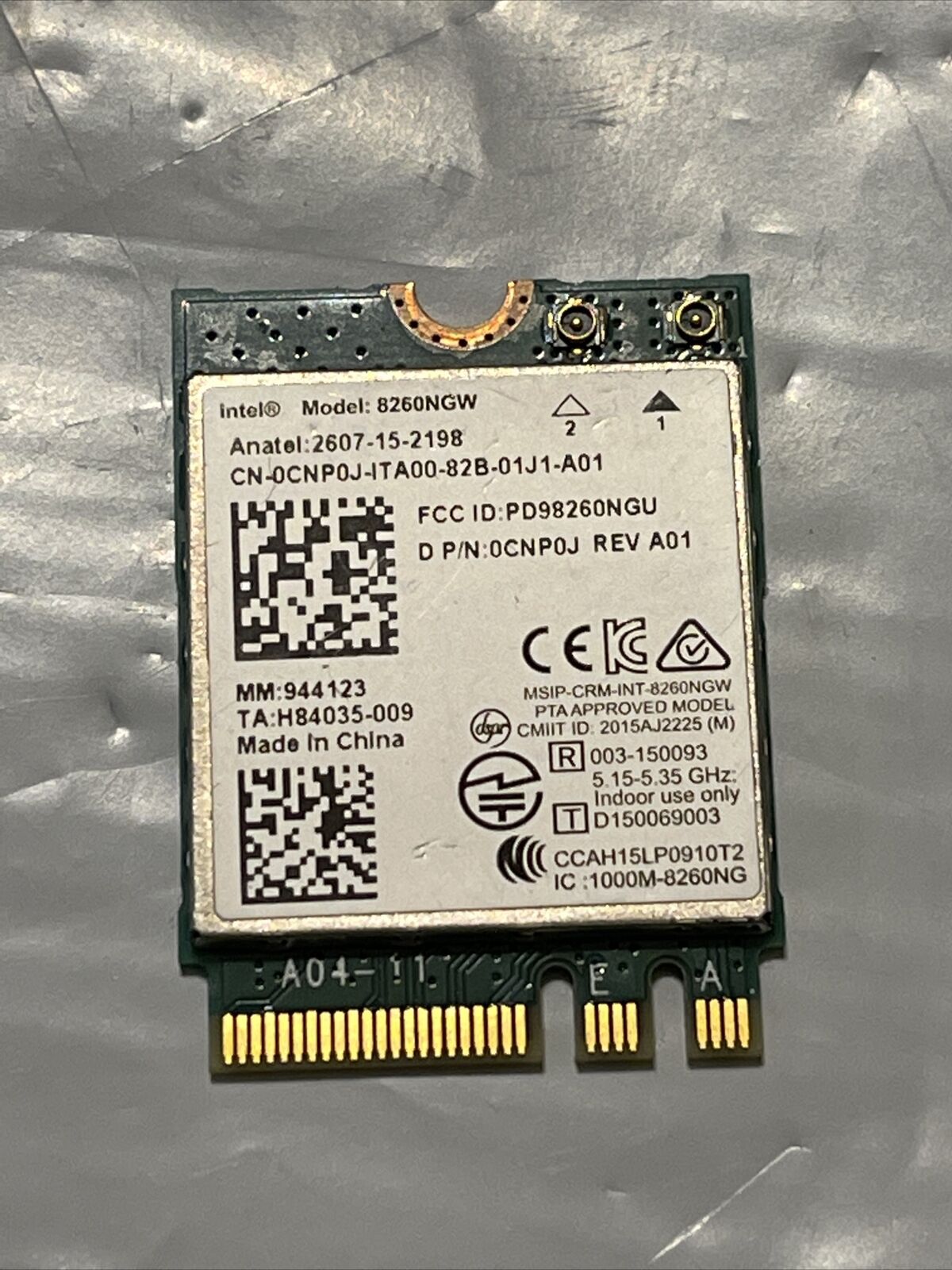 GENUINE DELL LATITUDE 7275 7370 INTEL WLAN WiFi WIRELESS CARD 8260NGW CNP0J