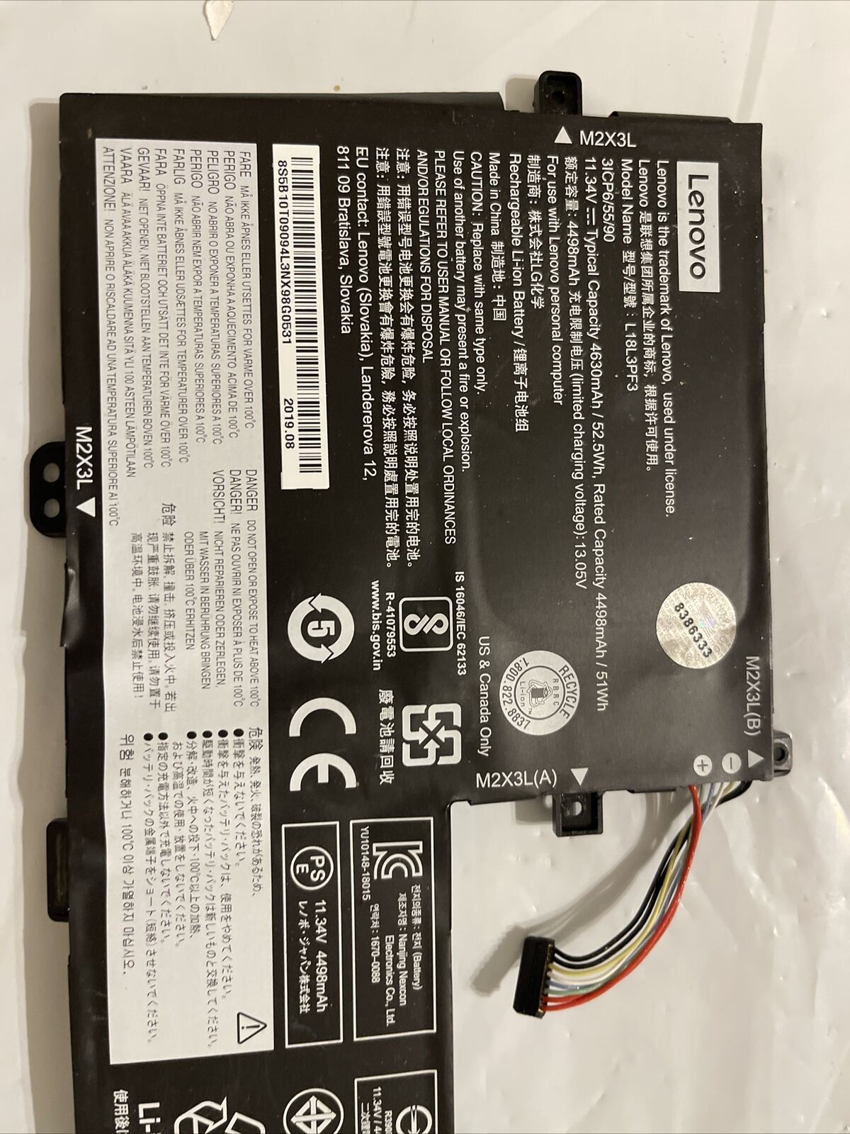 Genuine  Levono  IDEAPAD FLEX-15IWL 11.34V 4630mAH 52.5 Wh L18L3PF3 ata