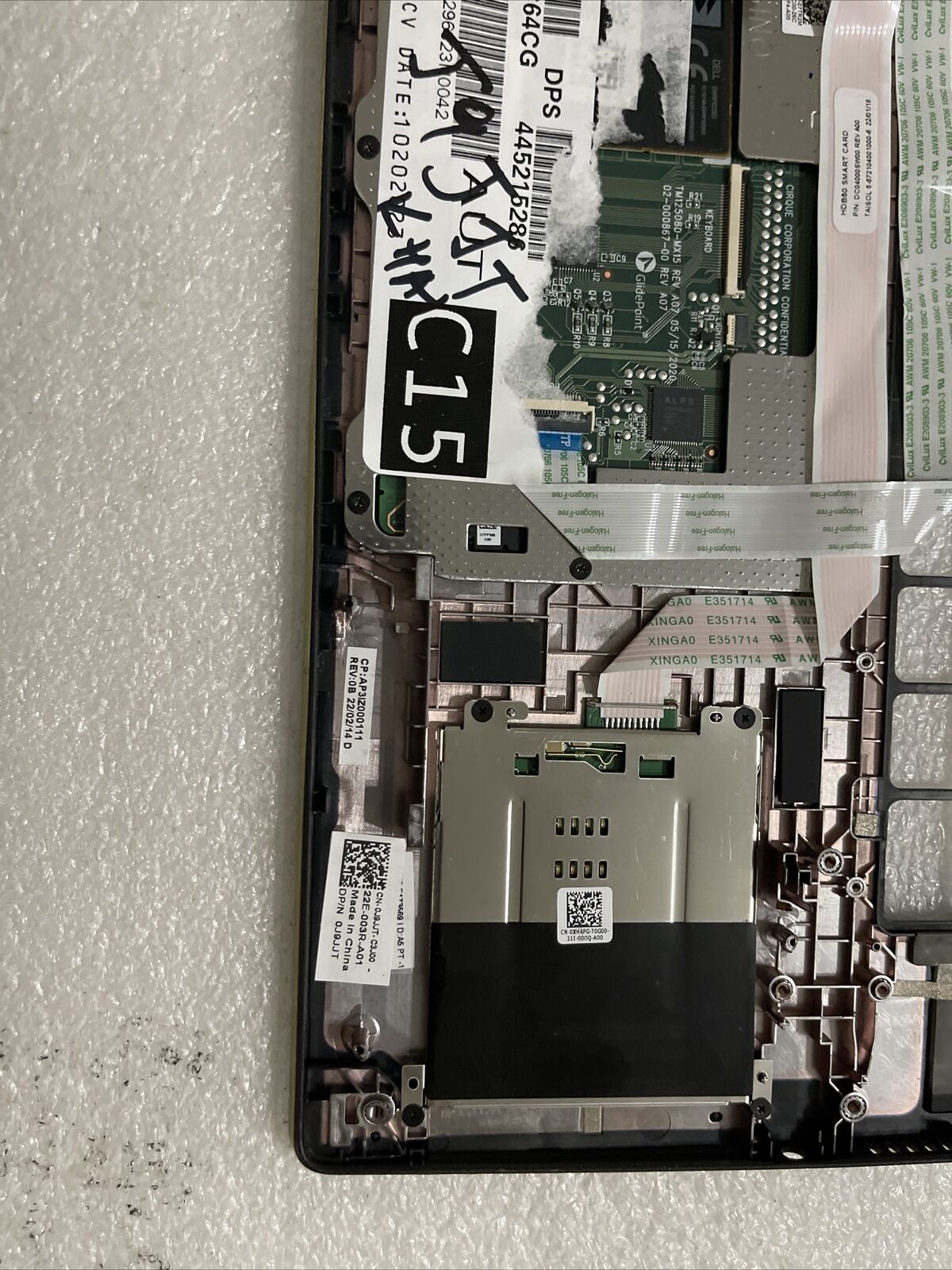 Dell OEM Latitude 7530 Palmrest Touchpad Smart Card Reader C64CG J9JJT KH A1