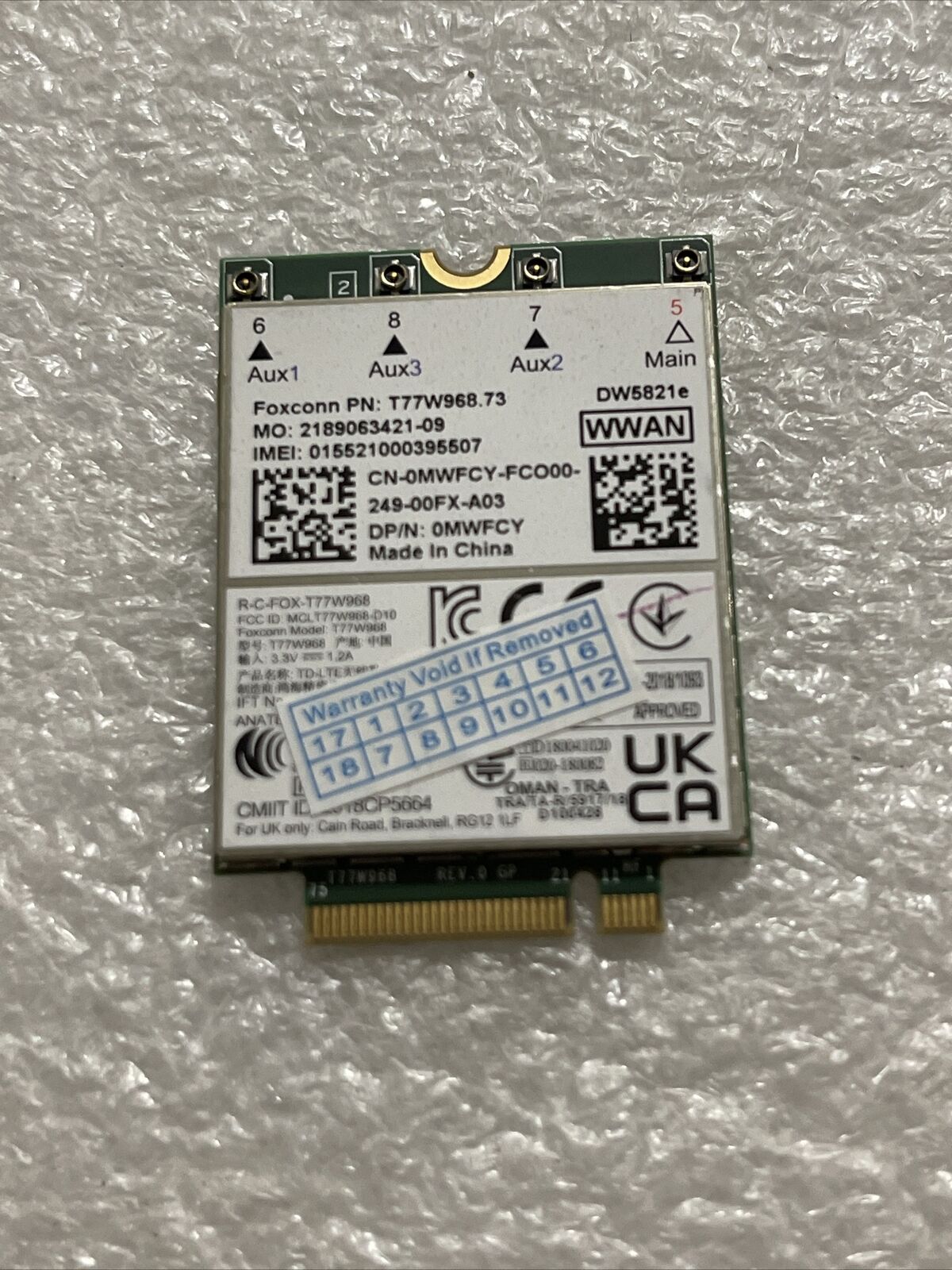 Dell Latitude 5420 5424 7424 X20 LTE 4G T77W968 DW5821e A00 MWFCY W4