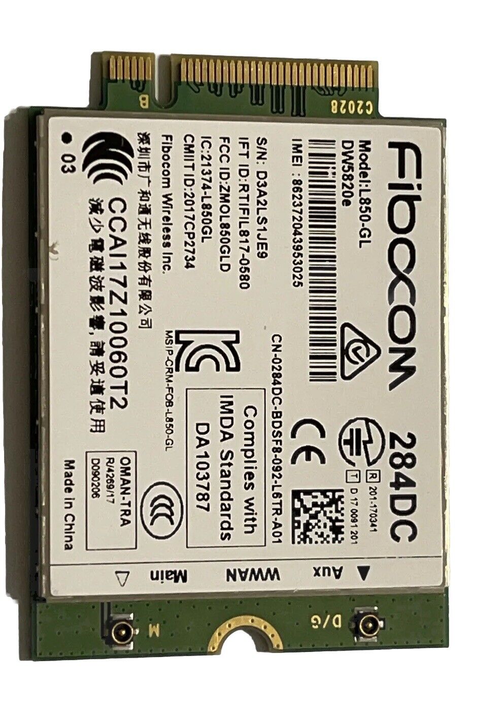 New Dell DW5820e Fibocom L850-GL LTE/WCDMA 4G WWAN Card Module 284DC