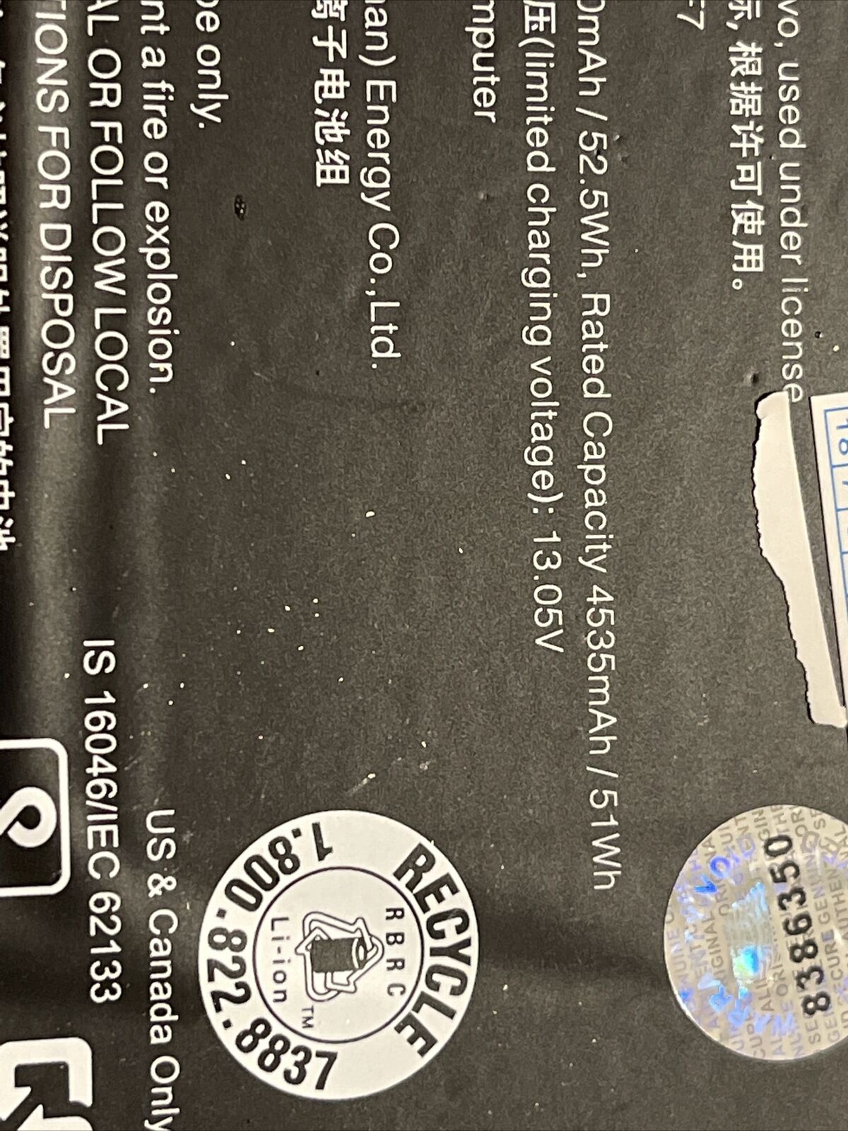 Genuine Lenovo ideapad battery 11.25V 4535mAh L18C3PF7 5B10T09095 ata X7