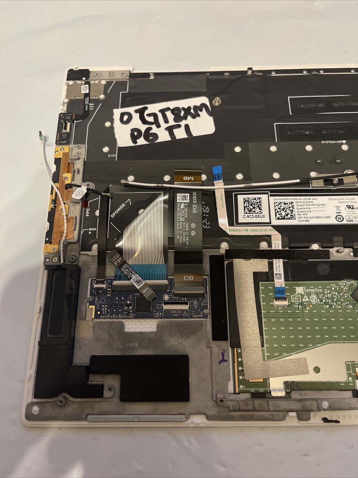 Dell XPS 9300 Palmrest Touchpad french Keyboard Assembly GT8XM P6 T1