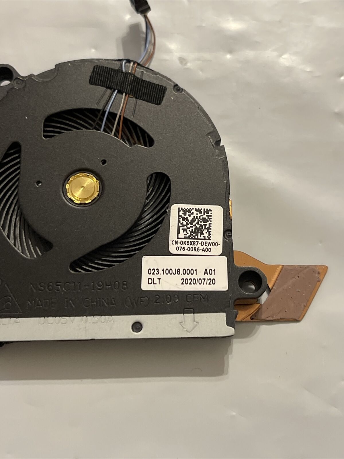 DELL Latitude 5310 Laptop CPU cooling fan DC5V 0.31A 0K6X87 P4