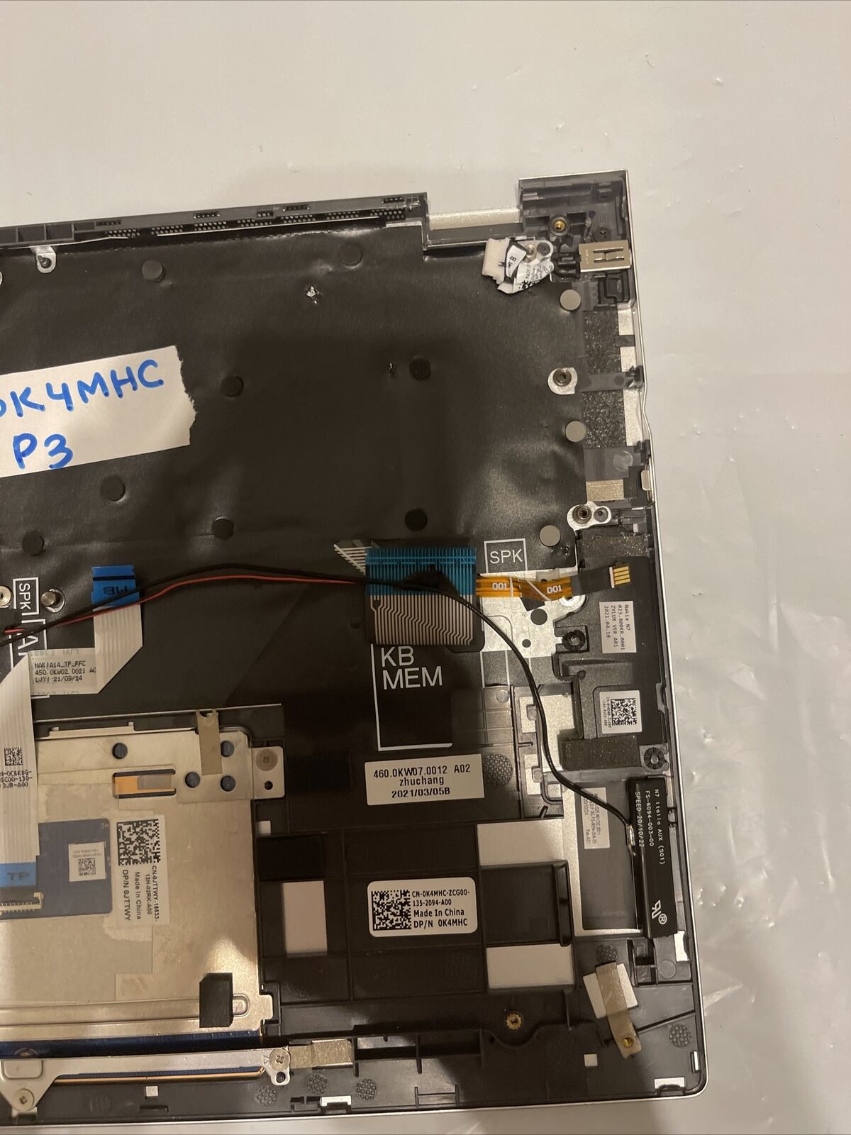 Genuine Dell Inspiron 7400 Palmrest USEng Backlit Keyboard Silver CJ7N3 K4MHC P3