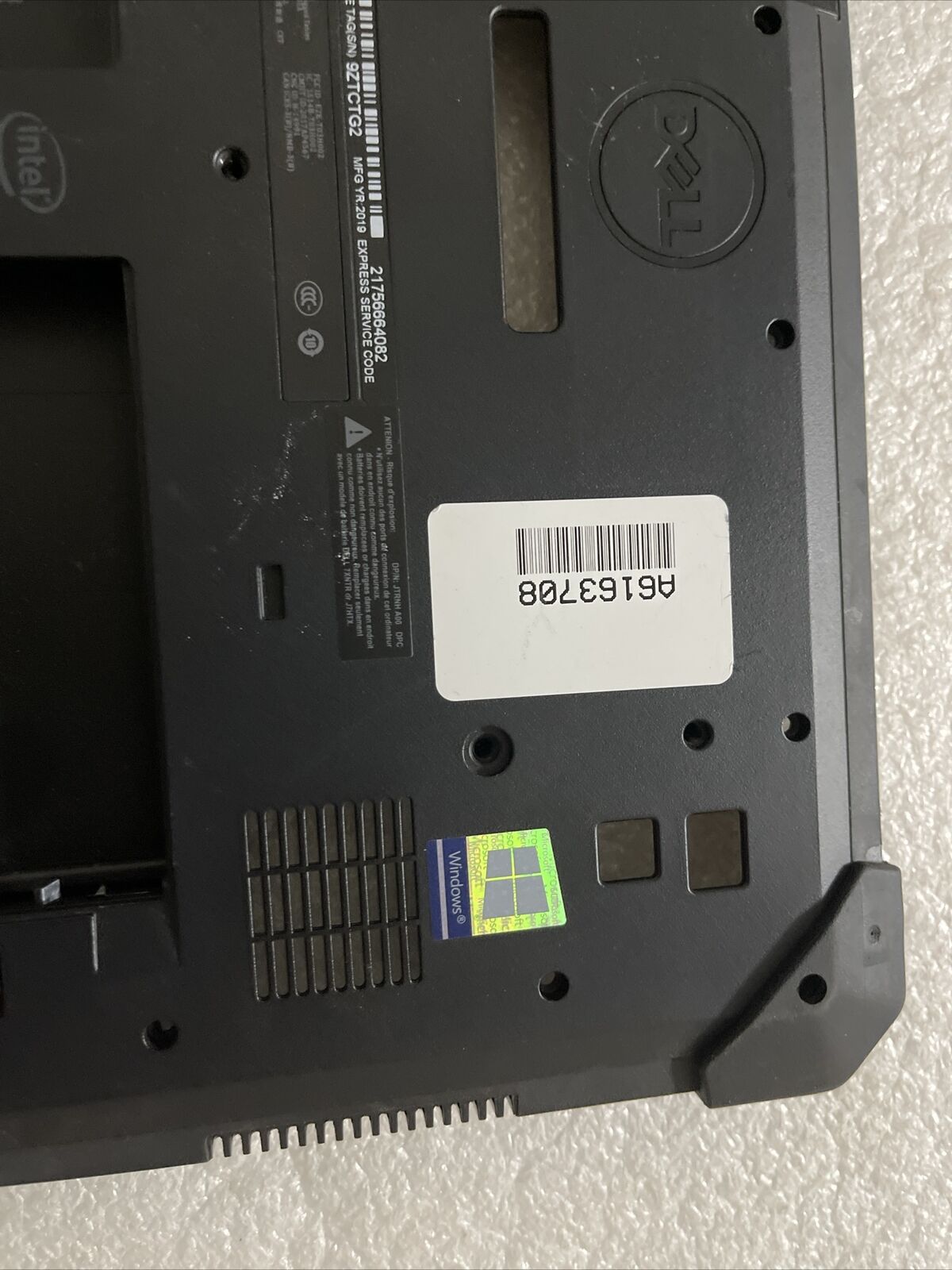 Dell Latitude 7220 Rugged Extreme Tablet Bottom Cover Extras GHGX9 1GV90 P2 K1