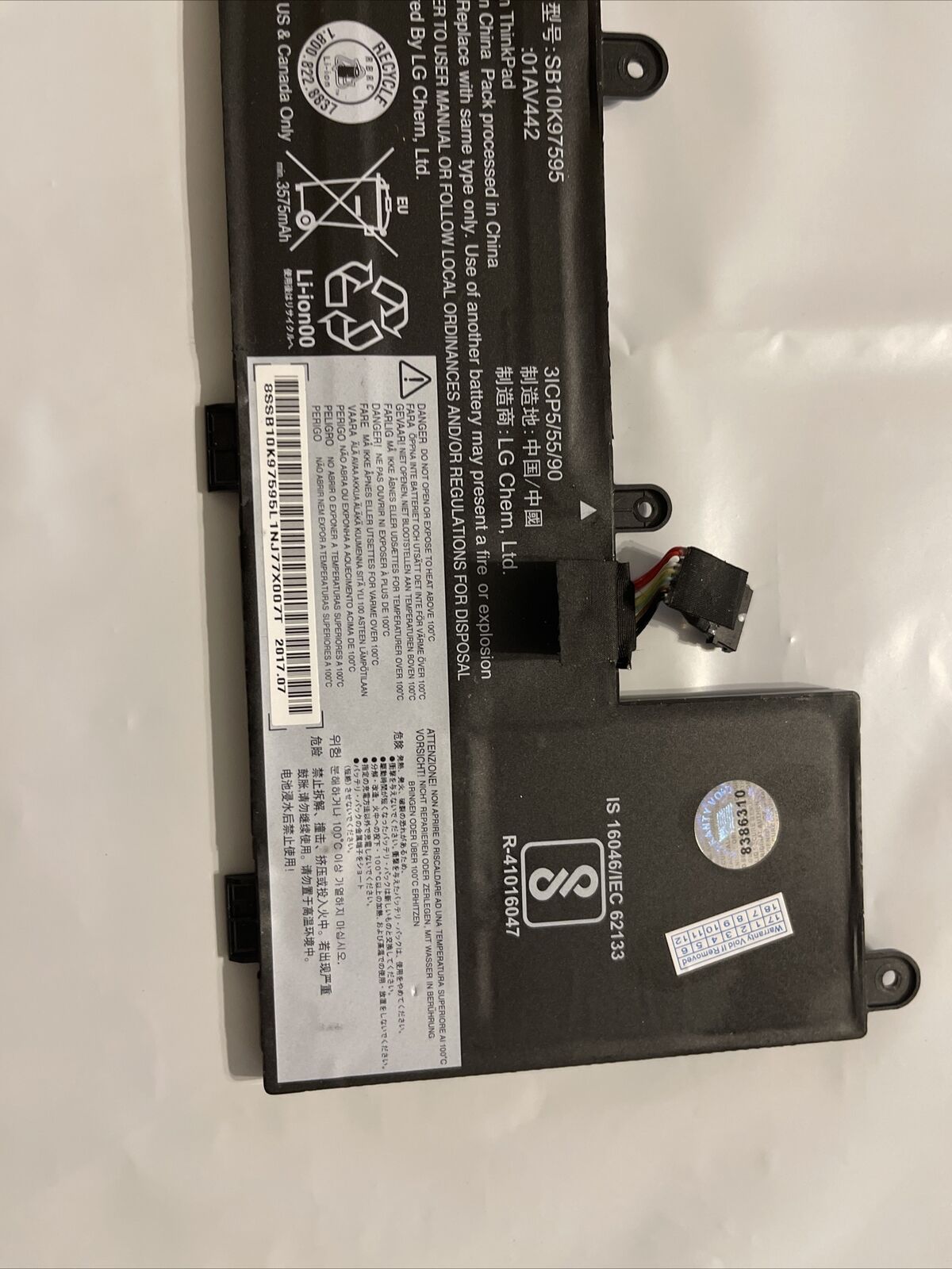 Genuine Lenovo   Laptop Battery 01AV443 P/N: SB10K97595 FRU: 01AV442 ata X7