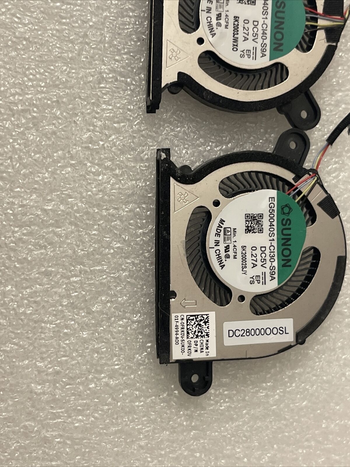 Genuine DELL XPS 2020 13 9300 9310 CPU GPU Cooling Fans Pair 0WX28K 0FRK0V