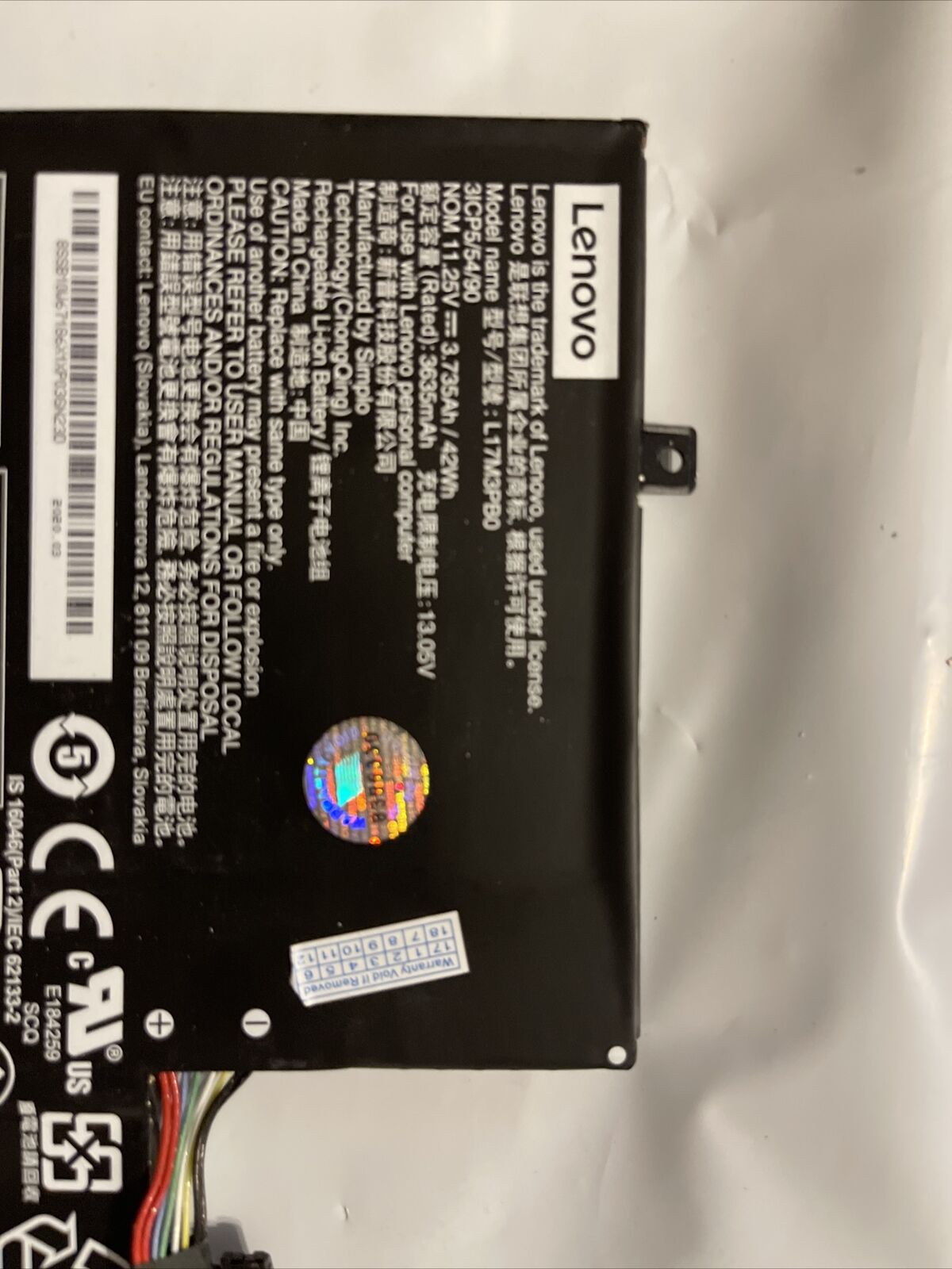 Gen Lenovo Chromebook Battery 100E 300E 500E 11.25V 3635mAh 42WHL17M3PB0 ata X7