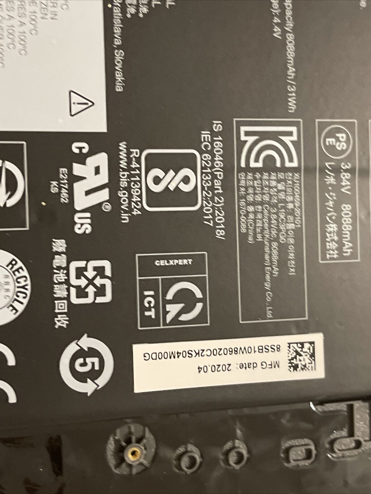 Gen Battery Lenovo Tablet L19M3PG0 SB10W86020 SB10W86018 L19C3PG0 with cover ata