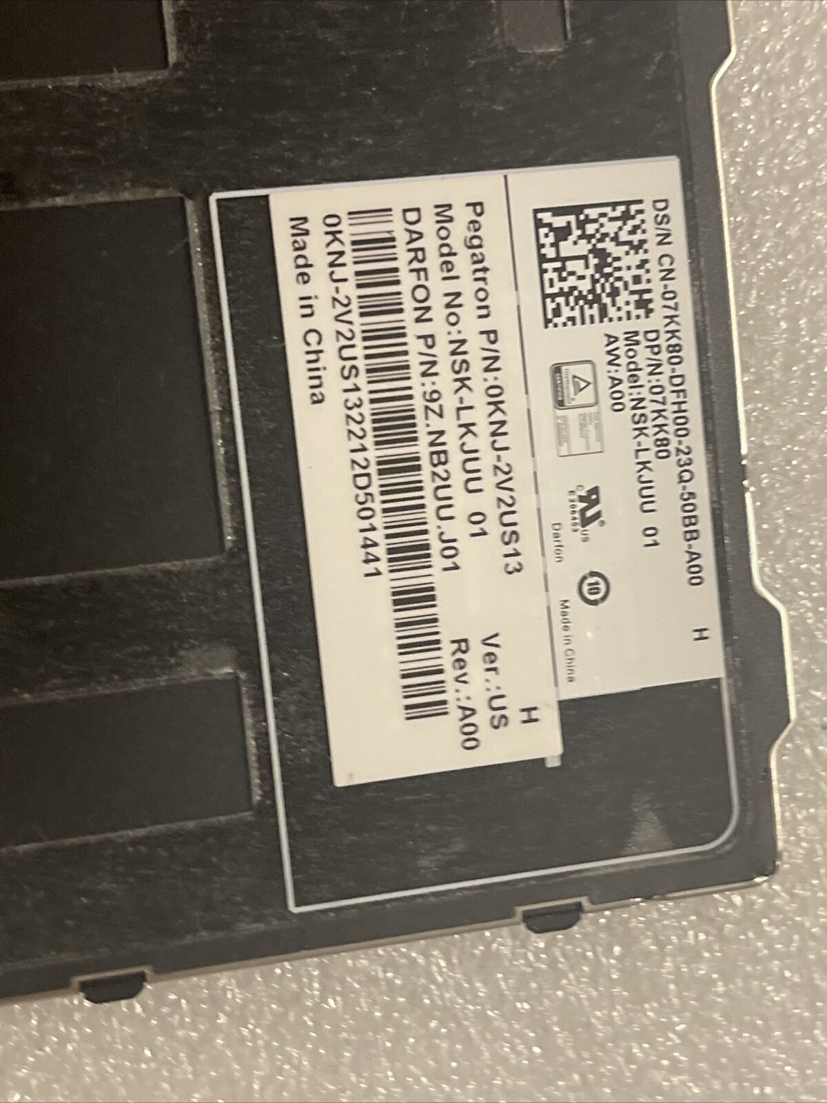 Genuine DELL  Rugged 7330 5430 US English Non Backlit Keyboard 0KNJ 7KK80 07KK80