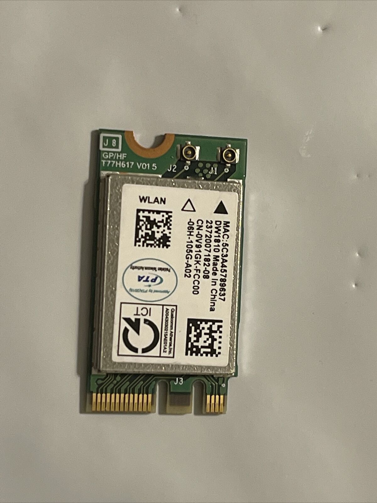 Dell Inspiron QUALCOMM DW1810 Wireless WiFi BT NGFF M.2 Combo Card V91GK 0V91GK