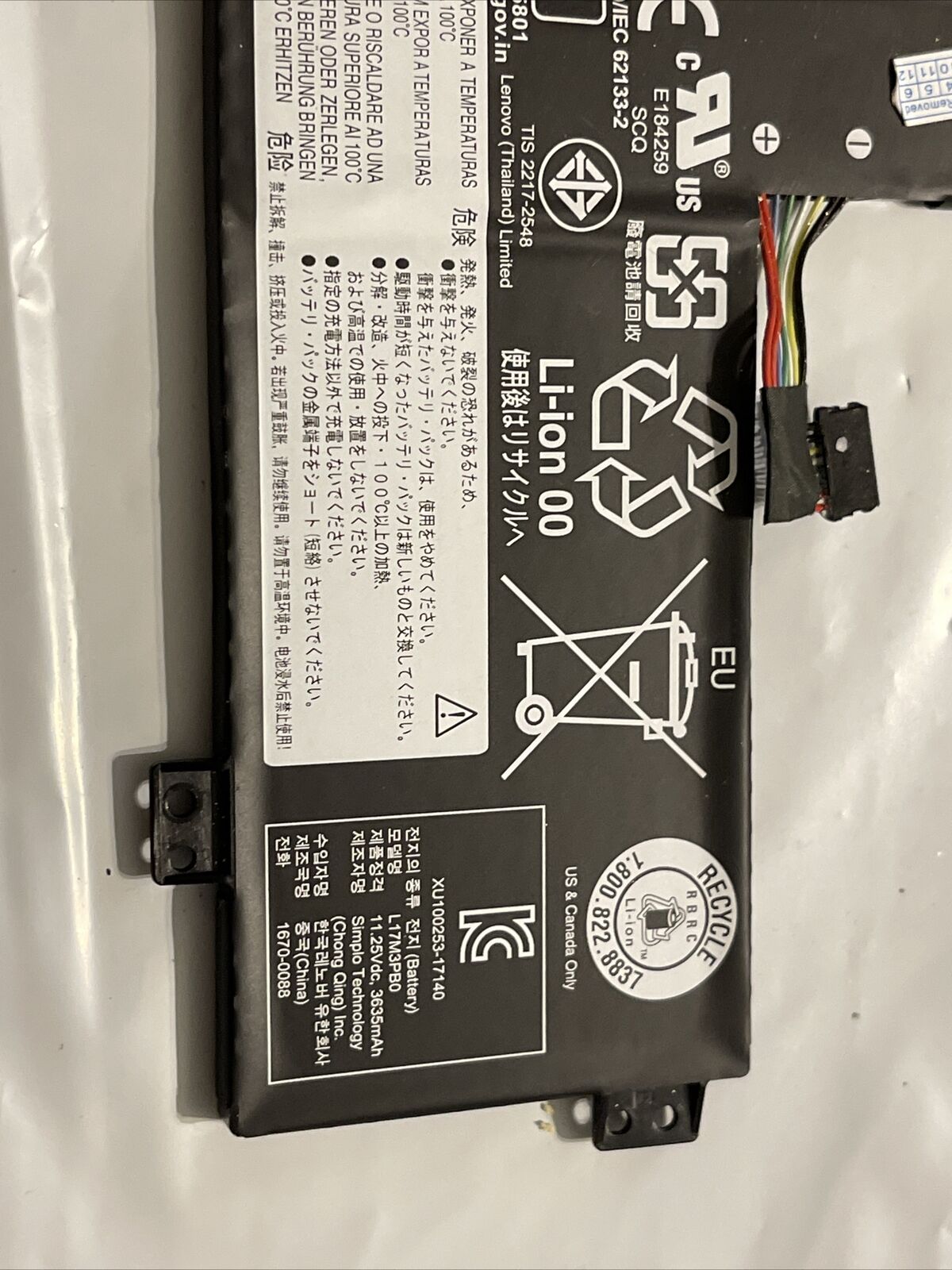 Gen Lenovo Chromebook Battery 100E 300E 500E 11.25V 3635mAh 42WHL17M3PB0 ata X7