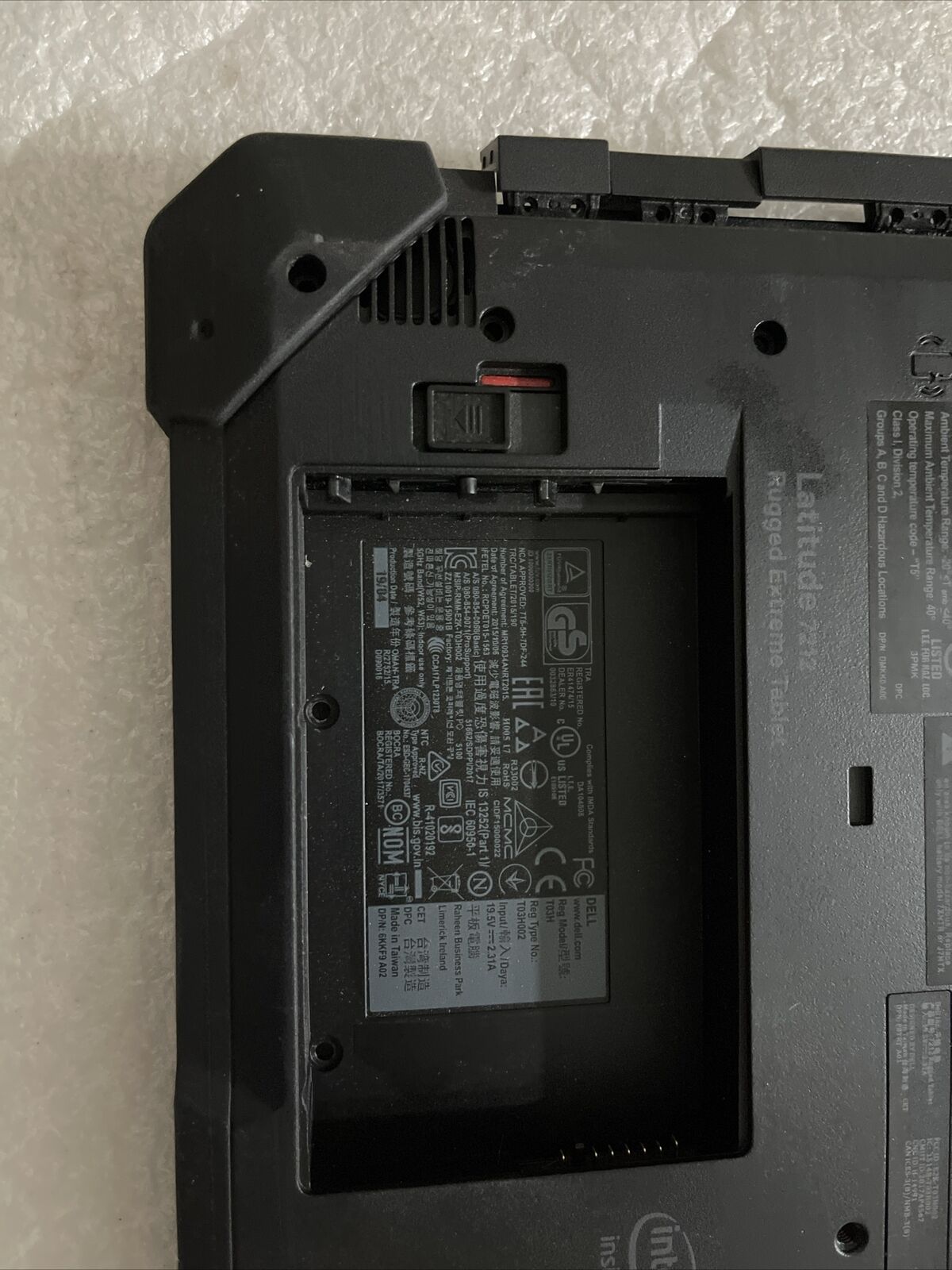 Dell Latitude 7220 Rugged Extreme Tablet Bottom Cover Extras GHGX9 1GV90 P2 K1
