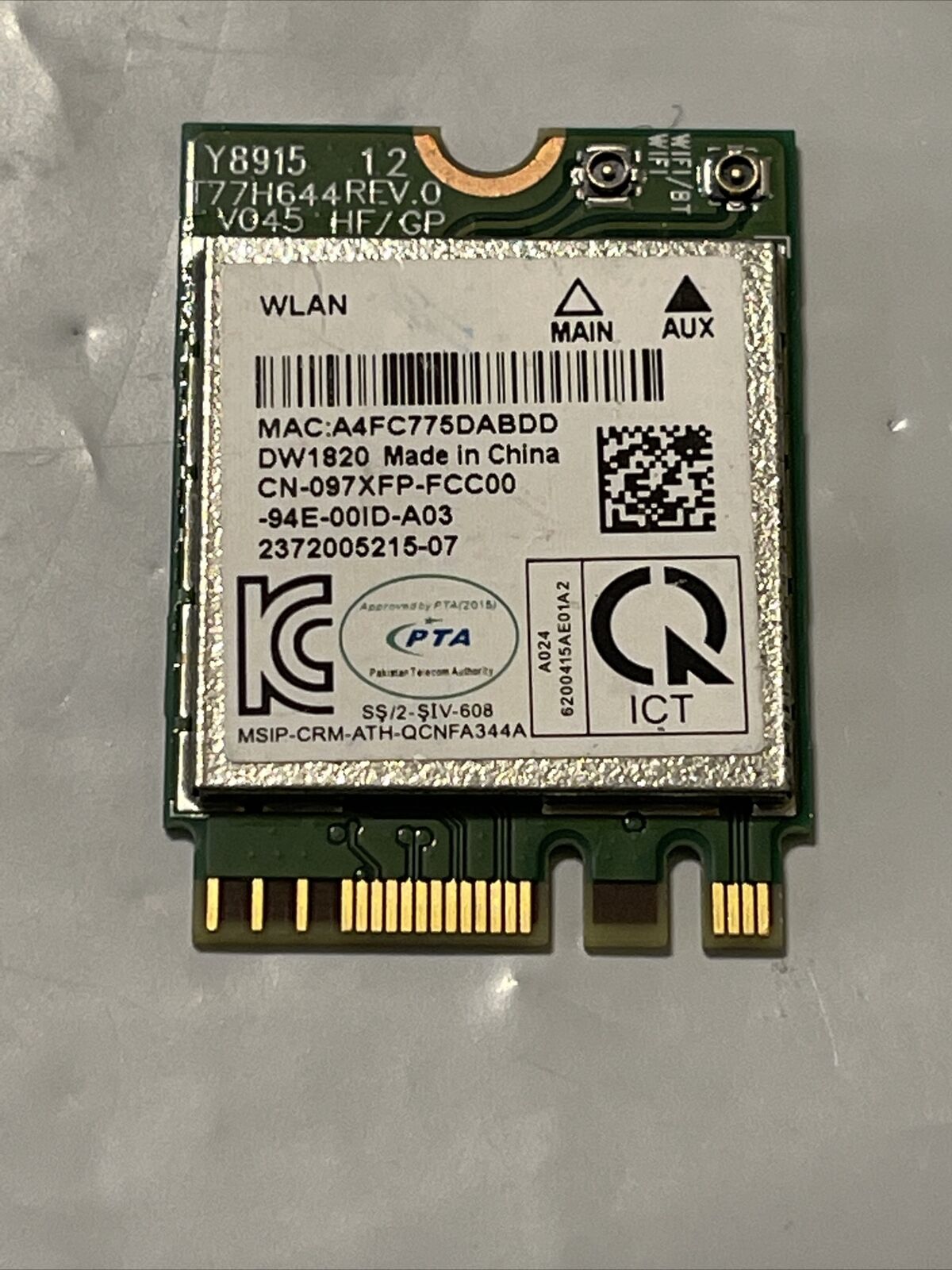 Oem Dell Killer 1435 Qualcom NGFF M.2 WLAN BLUETOOTH 4.1 WIFI CARD 97FXP 097FXP