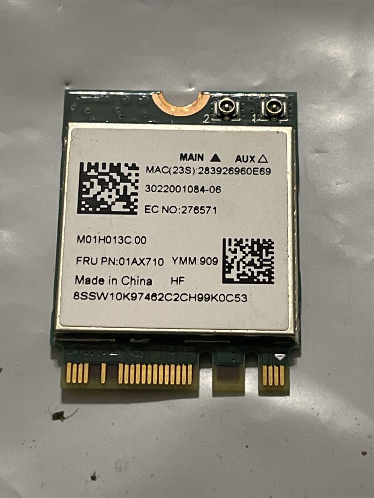 Lenovo  Wireless WiFi Wlan Bluetooth Card  SW10K97462  1AX710 01AX710 ata