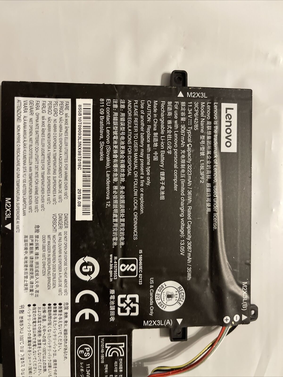 OEM LENOVO IDEAPAD BATTERY 11.34V 6WH S340-15IIL 81W 5B10T09093 L18L3PF2 ata X7 
