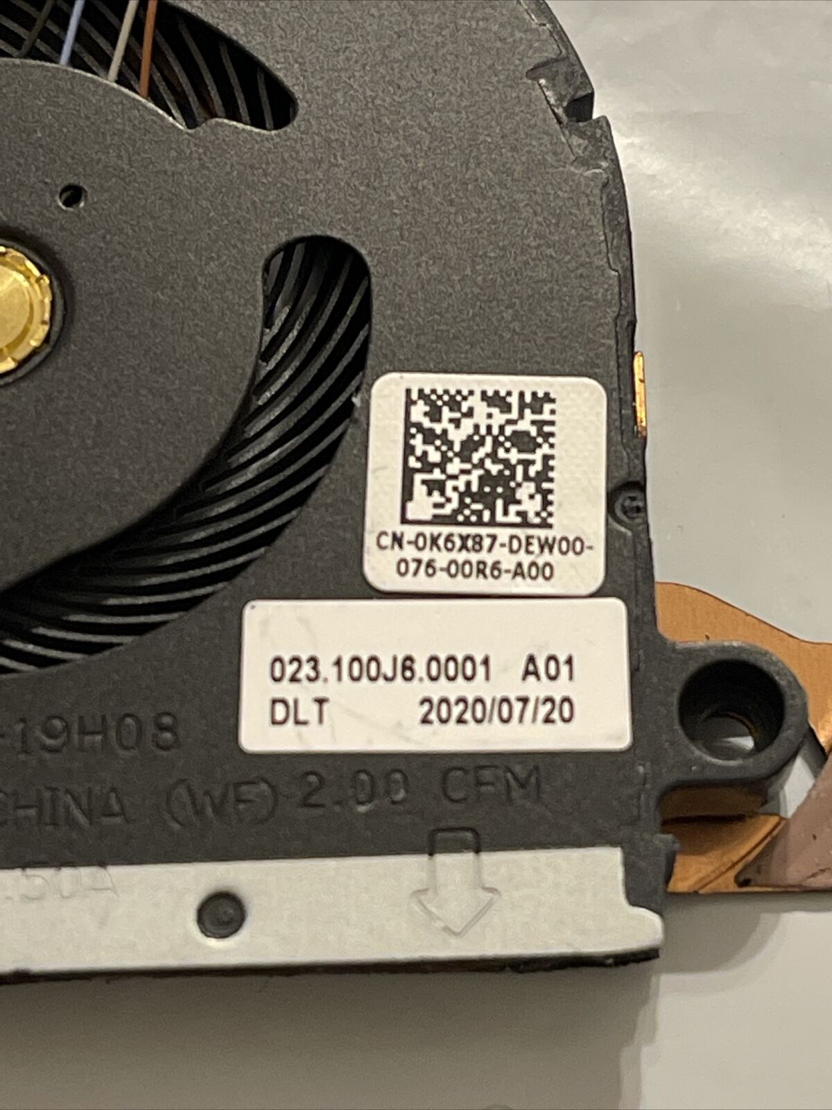 DELL Latitude 5310 Laptop CPU cooling fan DC5V 0.31A 0K6X87 P4