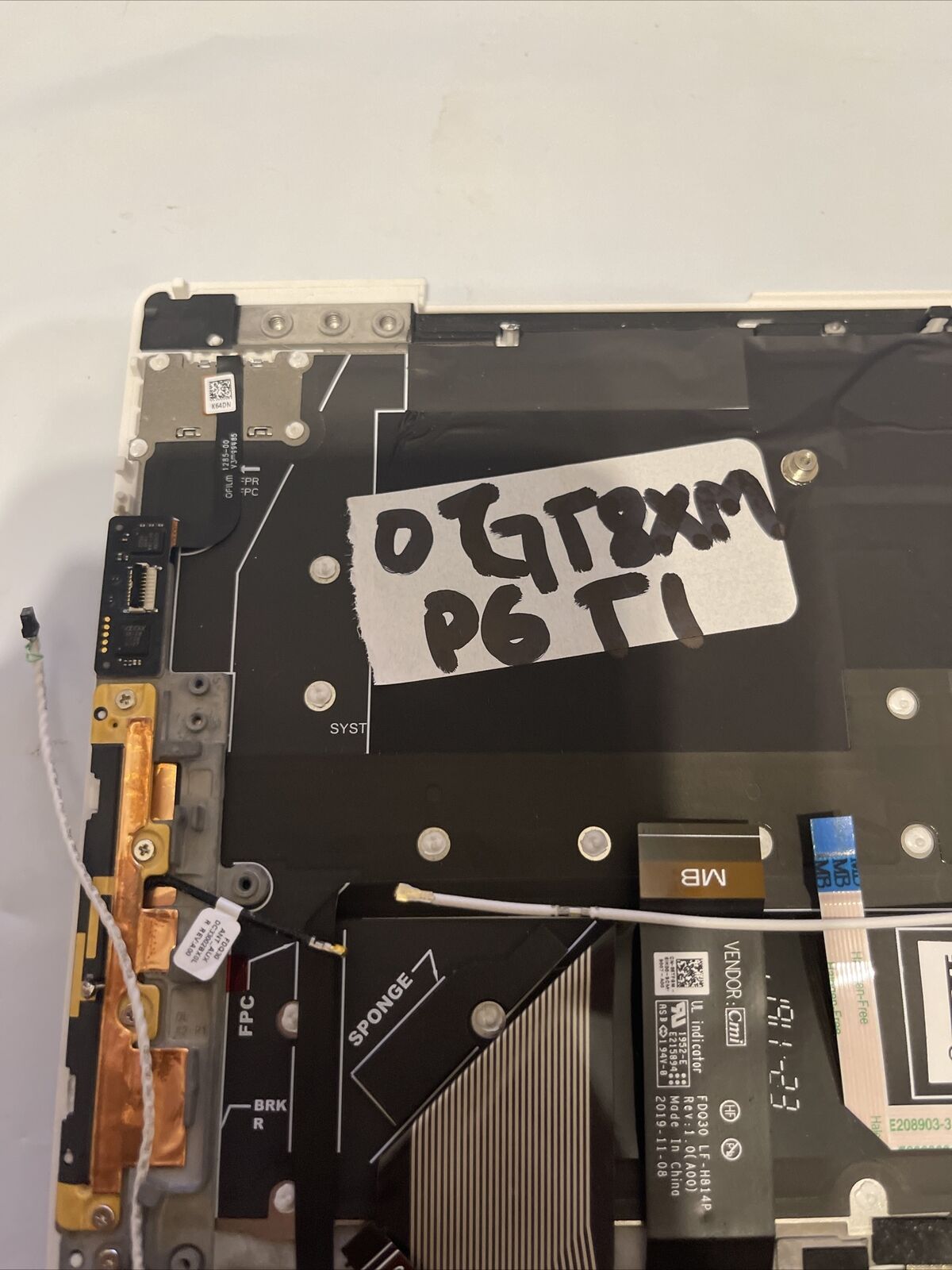 Dell XPS 9300 Palmrest Touchpad french Keyboard Assembly GT8XM P6 T1