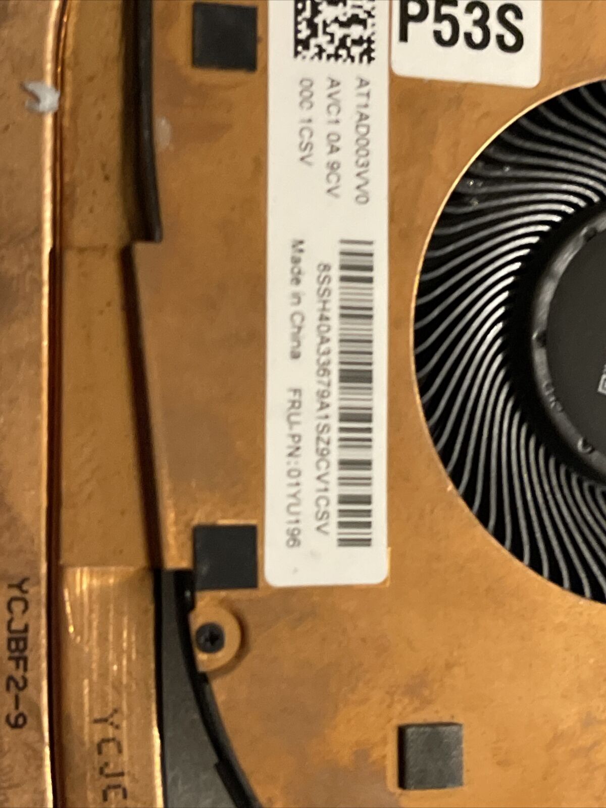 Lenovo Thinkpad Laptop P53s T590 SWG CPU Cooling Fan Heatsink Cooler 01YU196 H1
