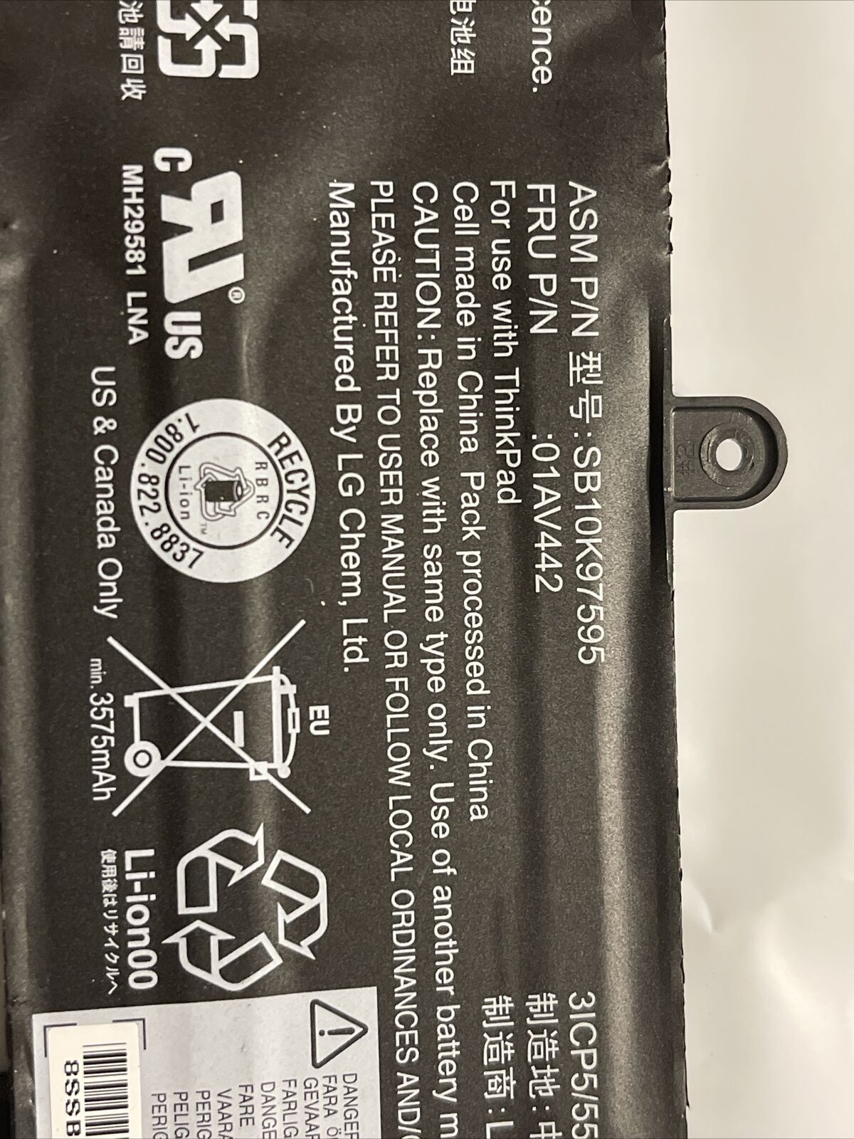 Genuine Lenovo   Laptop Battery 01AV443 P/N: SB10K97595 FRU: 01AV442 ata X7