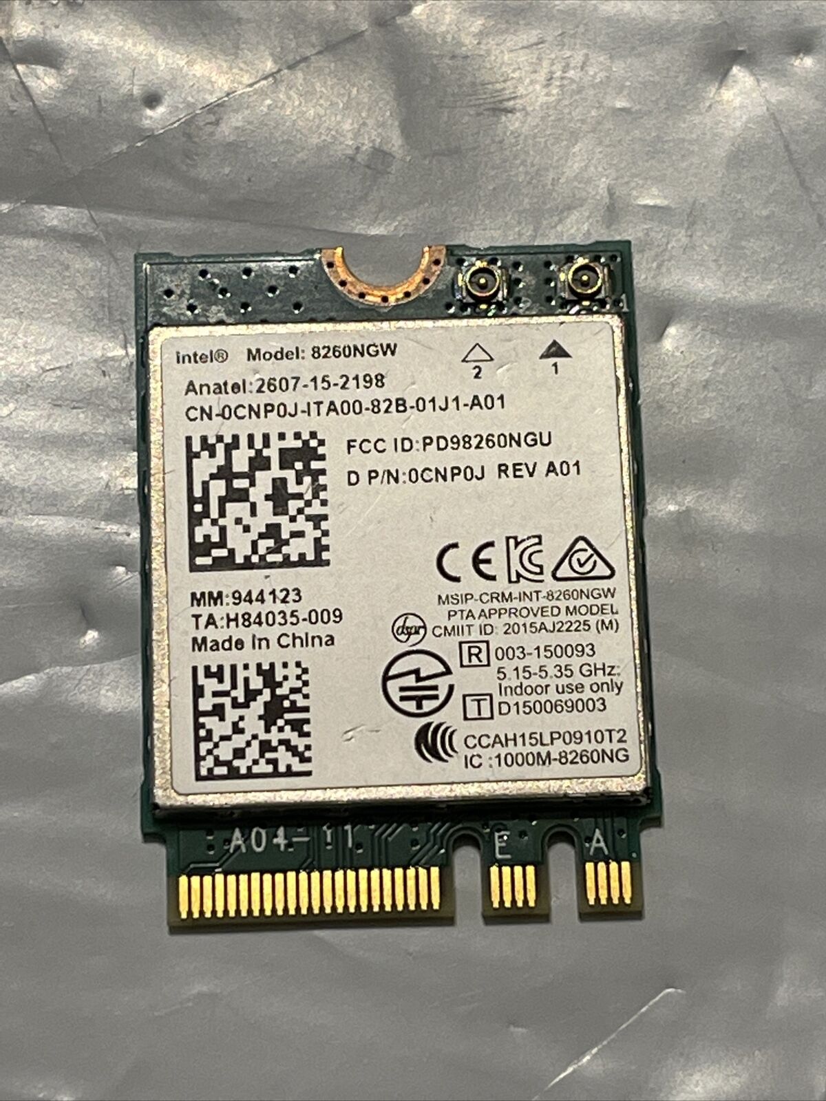 GENUINE DELL LATITUDE 7275 7370 INTEL WLAN WiFi WIRELESS CARD 8260NGW CNP0J