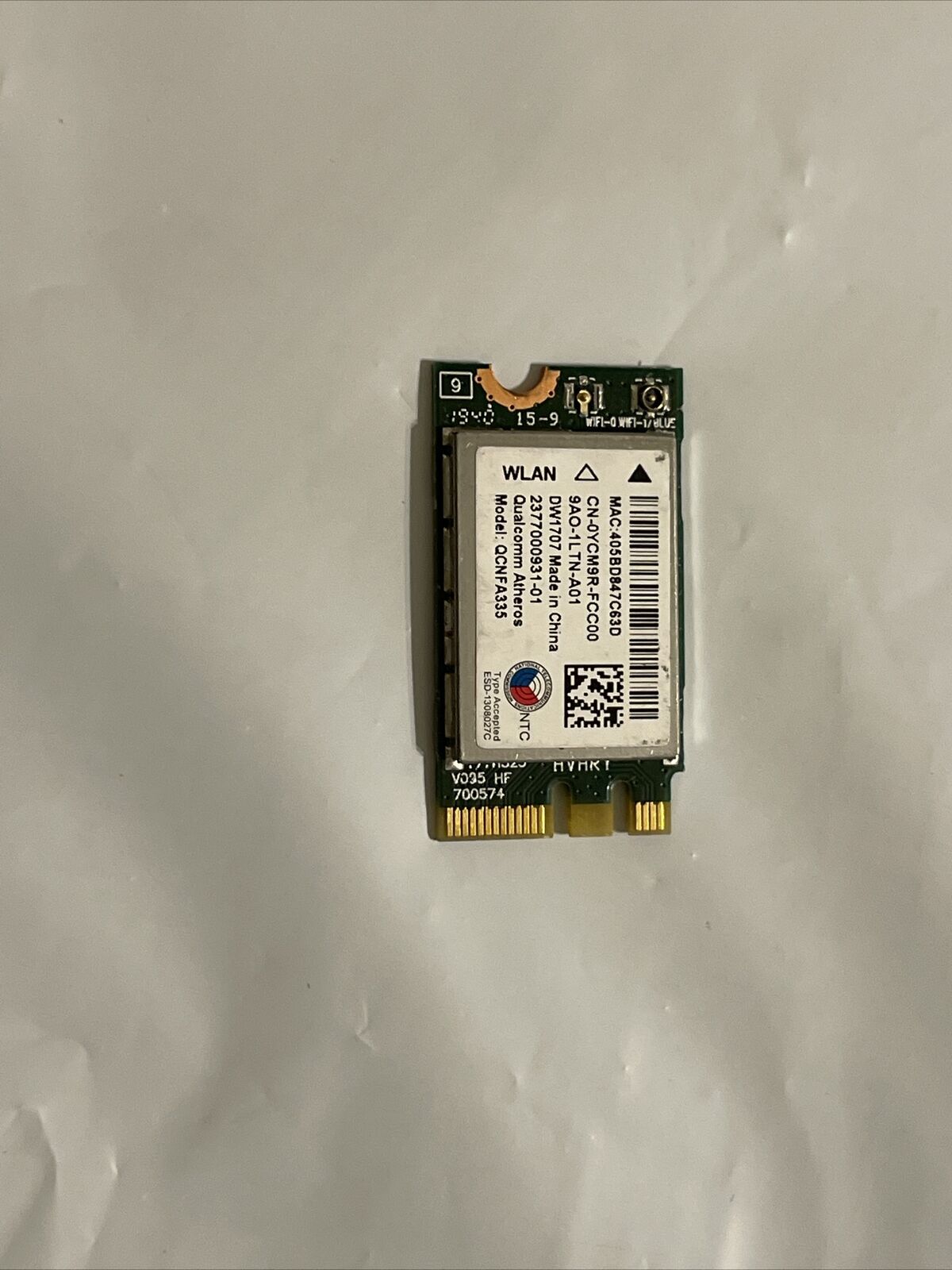 Genuine Dell OEM Wireless DW1707 WiFi 802.11 b/g/n BT4.0 NGFF Card  YCM9R 0YCM9R