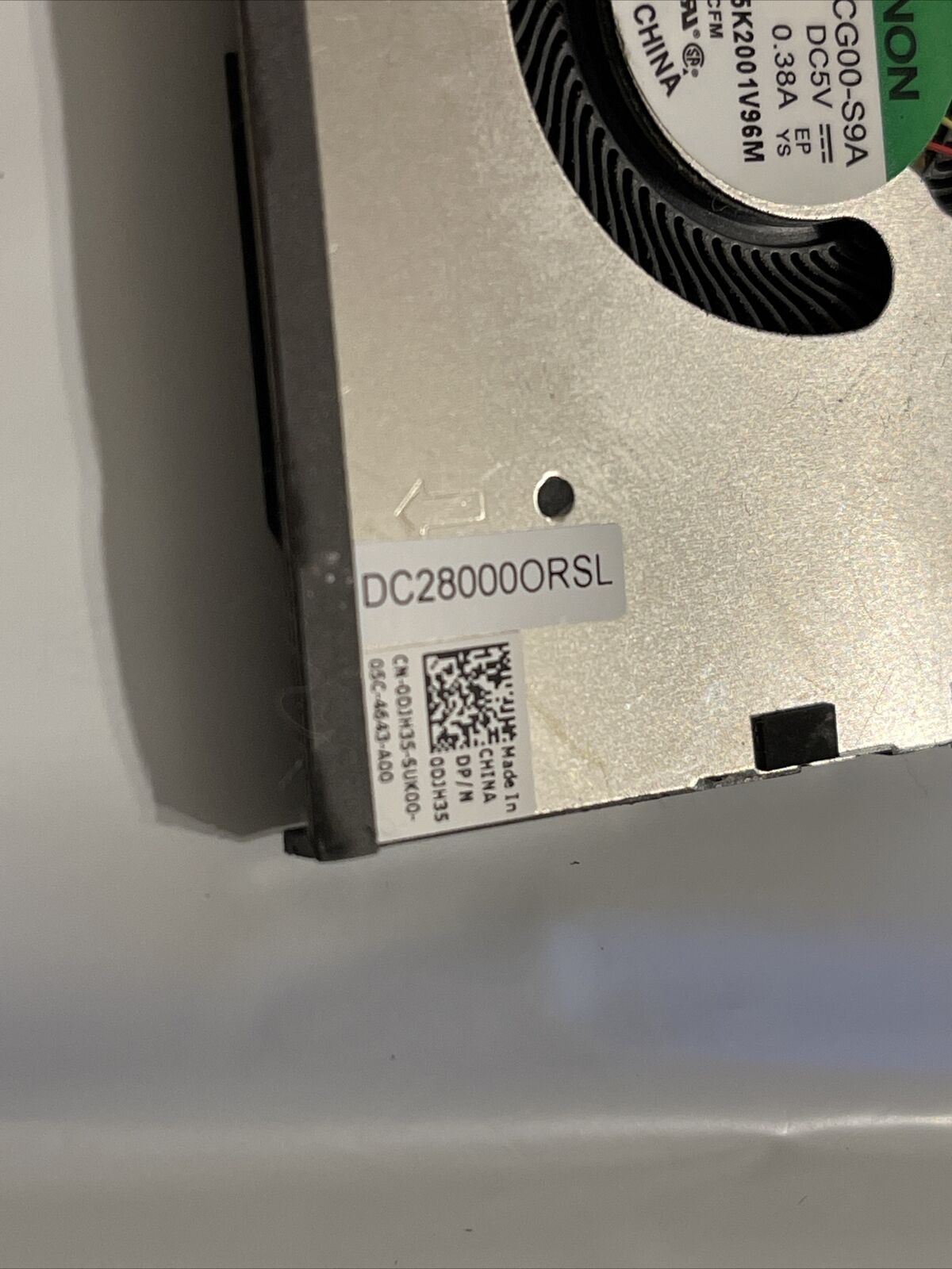 Dell XPS 9500 15 Laptop cooling fan EG50050S1-CG00-S9A V 0.38A DJH35 0DJH35 P5