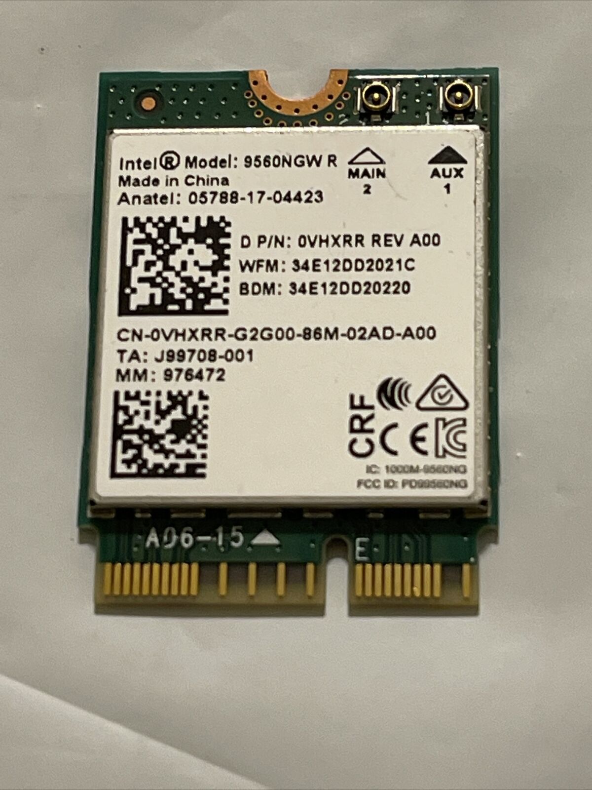 Dell Intel Wireless-AC 9560 WLAN WiFi 802.11ac Btooth 5.0 M.2 Card VHXRR 0VHXRR