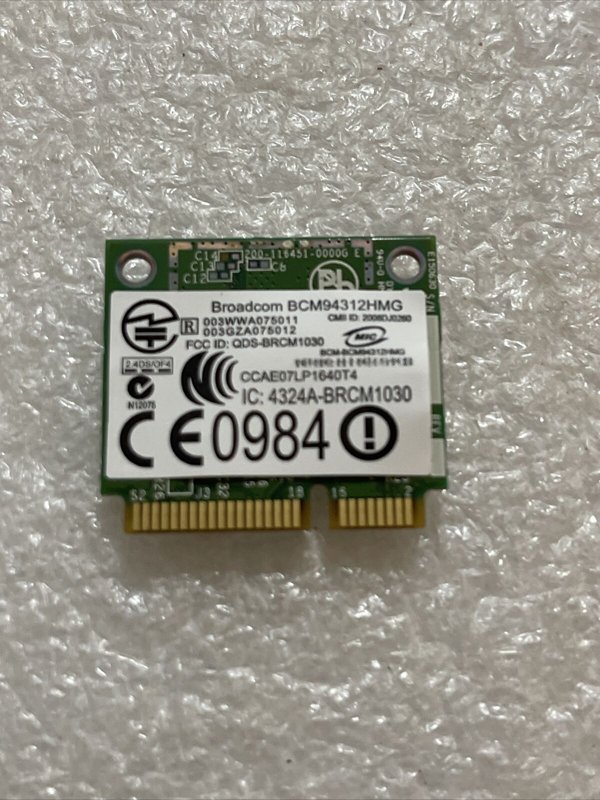 DELL LATITUDE 2100 BROADCOM BCM94312HMG HALF MINI PCIE WIFI WIRELESS CARD FR016