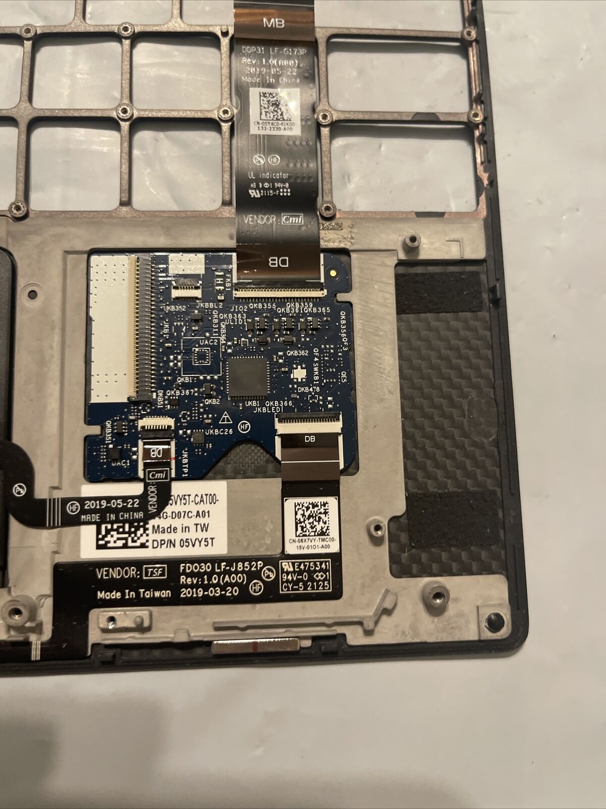Dell XPS 13 7390 2-in-1 Laptop Palmrest TouchPad  5VY5T 05VY5T S1 B5